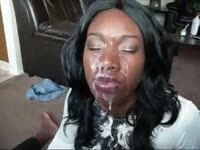 Ebony MILF got a facial from incest son